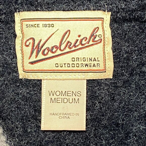 Woolrich Wool Vest Womens M Gray Grandma Embroidered Gorpcore Button Front - Picture 5 of 12